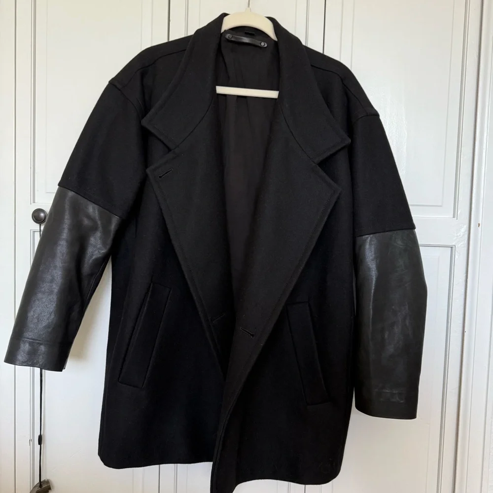 EUC ALL SAINTS Meade Lambskin Sleeves Coat - Picture 2 of 13
